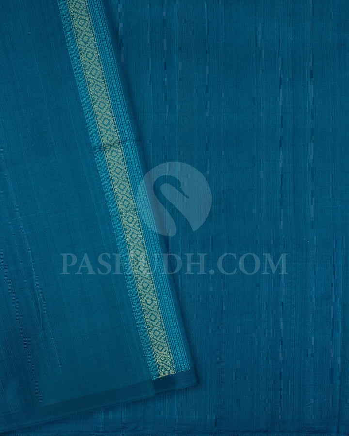 Denim Blue Dupion Soft Silk Saree-AC138
