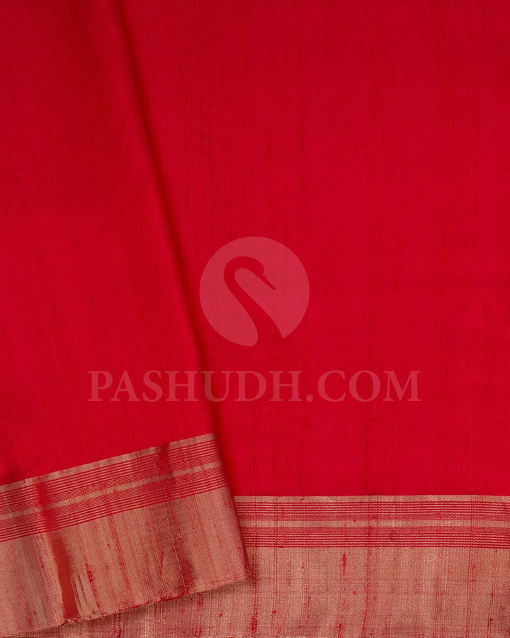 Bright Red Self Colored Soft Silk Saree-AC116