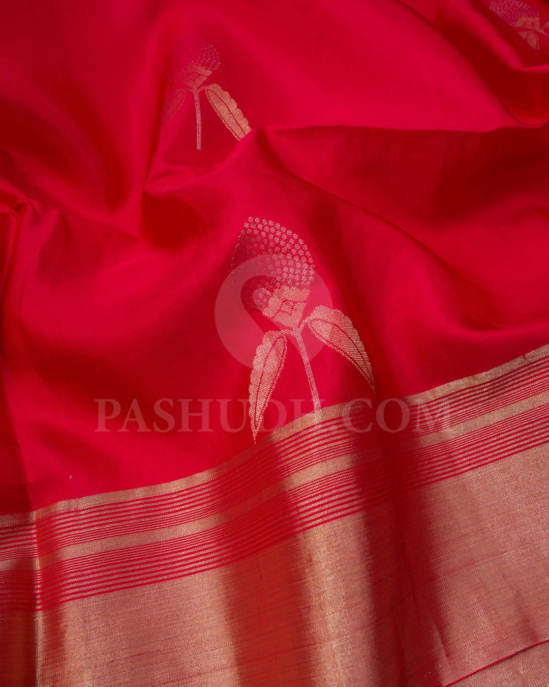 Bright Red Self Colored Soft Silk Saree-AC116