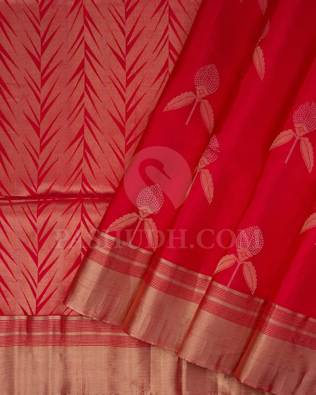 Bright Red Self Colored Soft Silk Saree-AC116