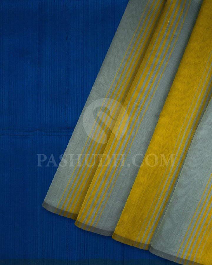 Mehendi Green,Steel Blue And Royal Blue Soft Silk Saree-AC168