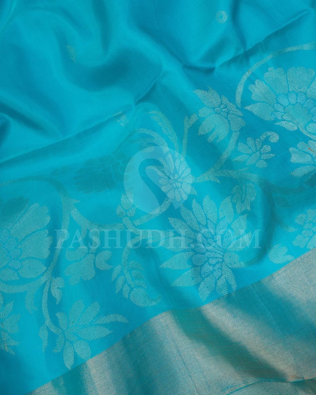 Sky Blue Silver Gold Zari  Soft Silk Saree-AC162