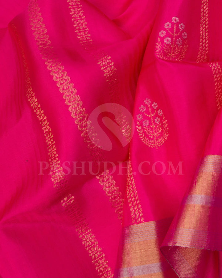 Bright Pink Self Colored Soft Silk Saree-AC124