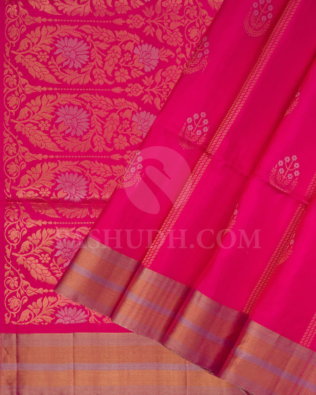 Bright Pink Self Colored Soft Silk Saree-AC124