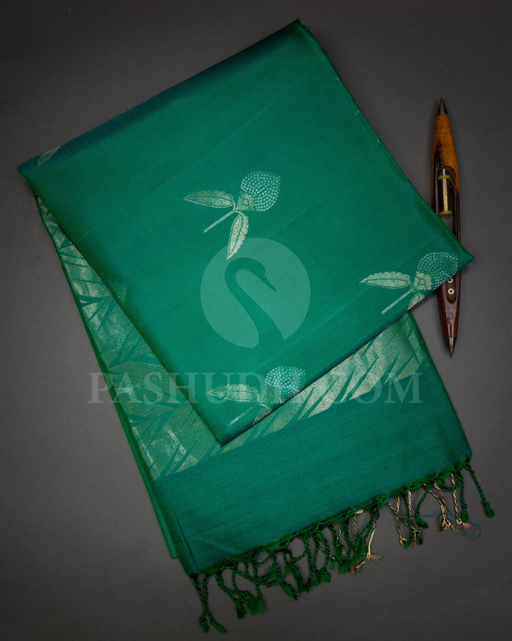 Dual Shaded Green Self Colored Soft Silk Saree-AC115