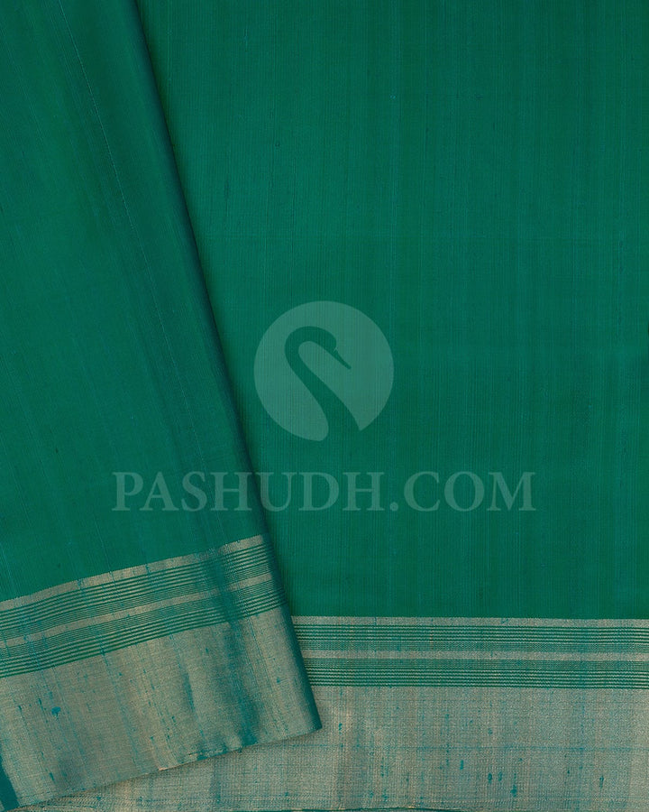 Dual Shaded Green Self Colored Soft Silk Saree-AC115