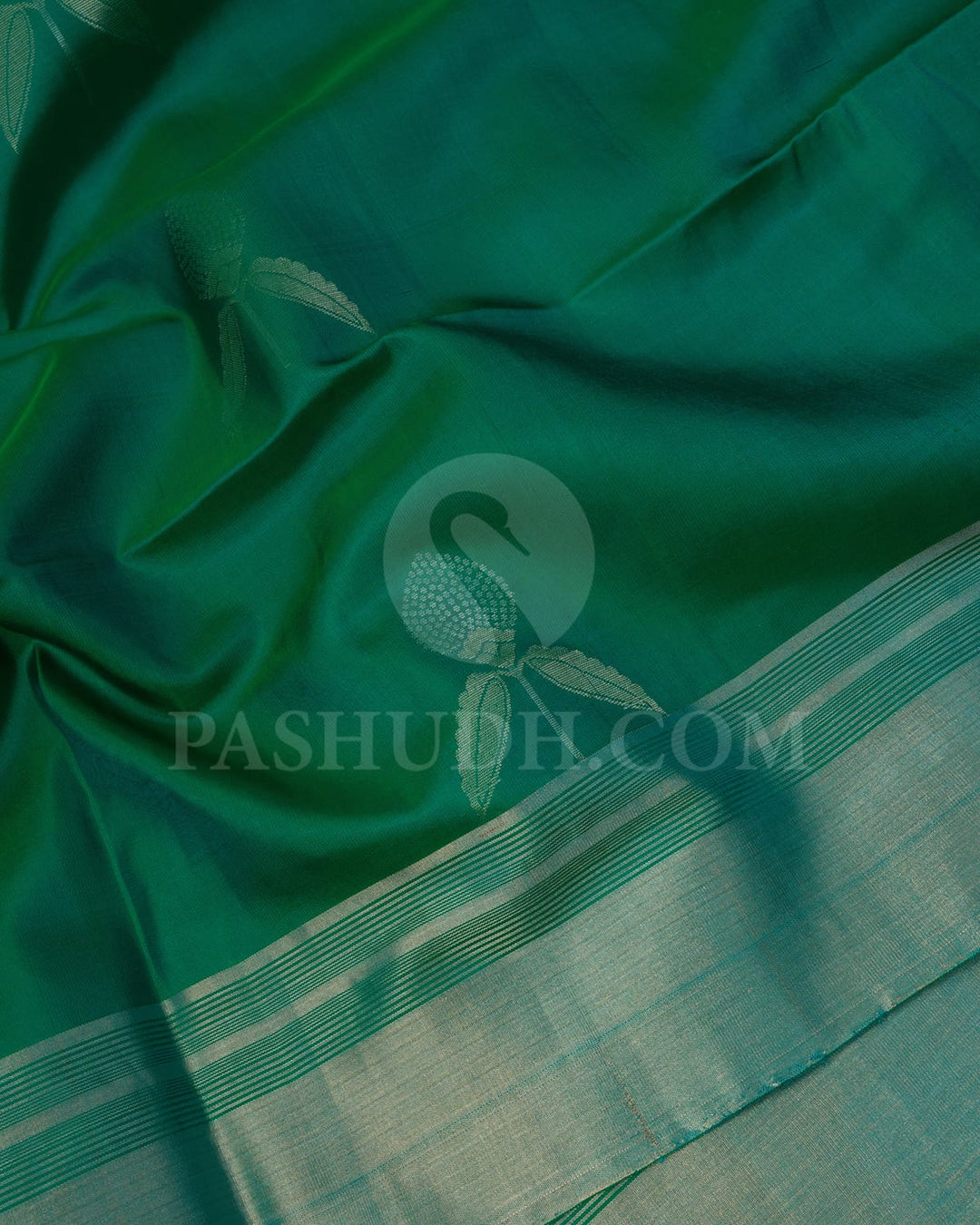 Dual Shaded Green Self Colored Soft Silk Saree-AC115