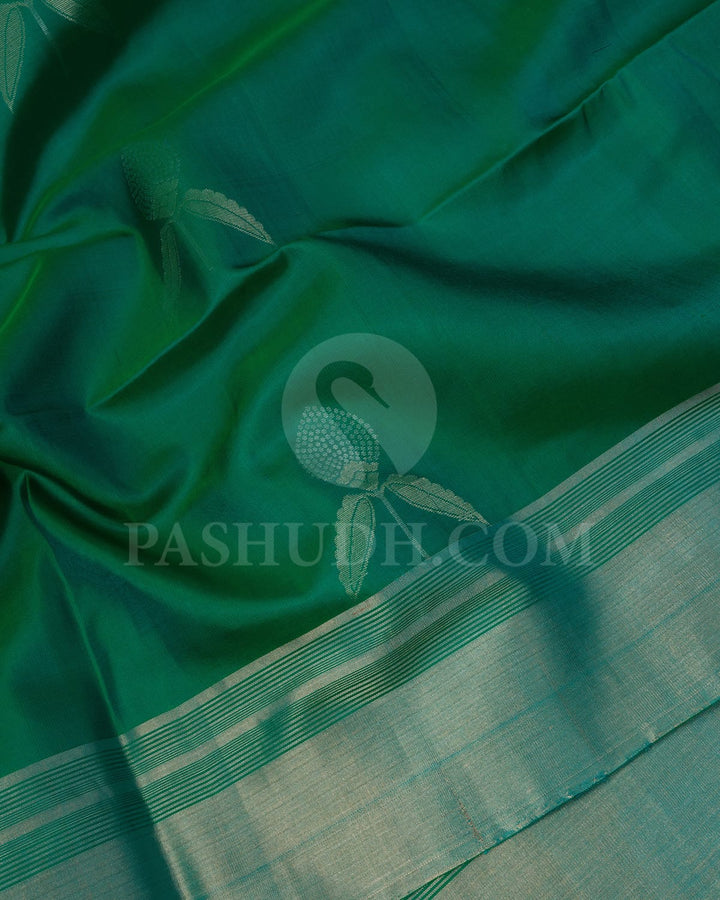 Dual Shaded Green Self Colored Soft Silk Saree-AC115