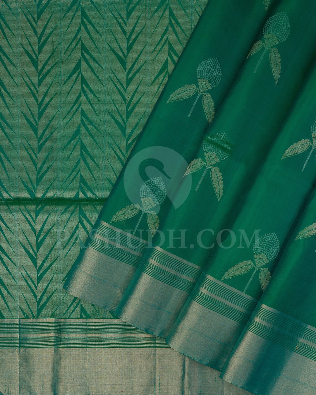 Dual Shaded Green Self Colored Soft Silk Saree-AC115
