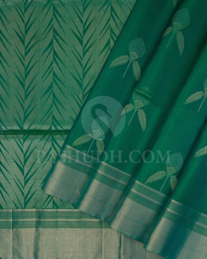 Dual Shaded Green Self Colored Soft Silk Saree-AC115
