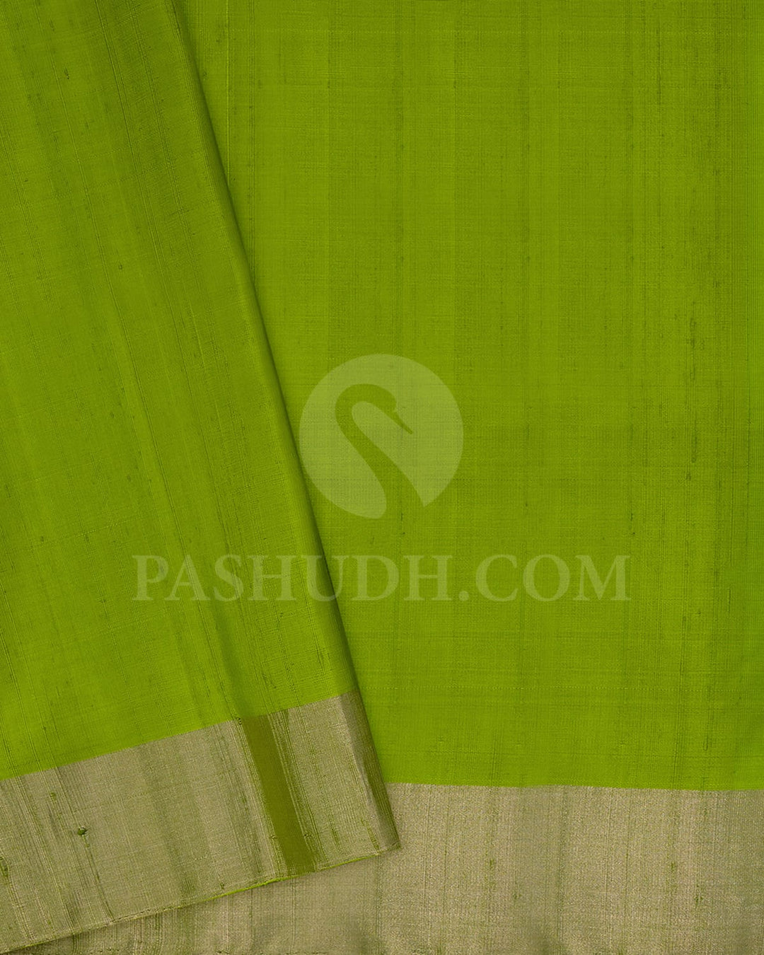 Parrot Green Self Colored Soft Silk Saree-AC158