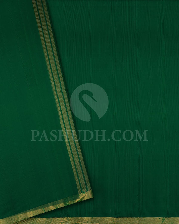 Sage Green And Bottle Green Dupion Soft Silk Saree-AC175