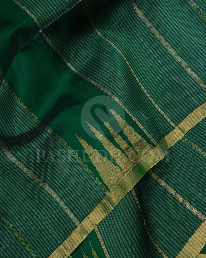 Sage Green And Bottle Green Dupion Soft Silk Saree-AC175