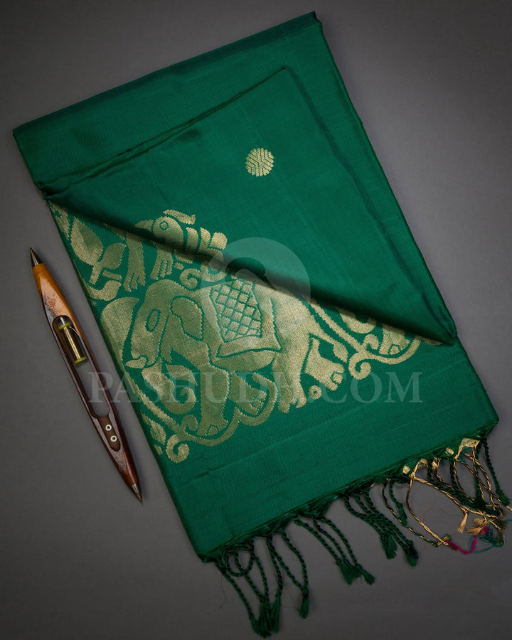Bottle Green Self Colored Soft Silk Saree-AC118