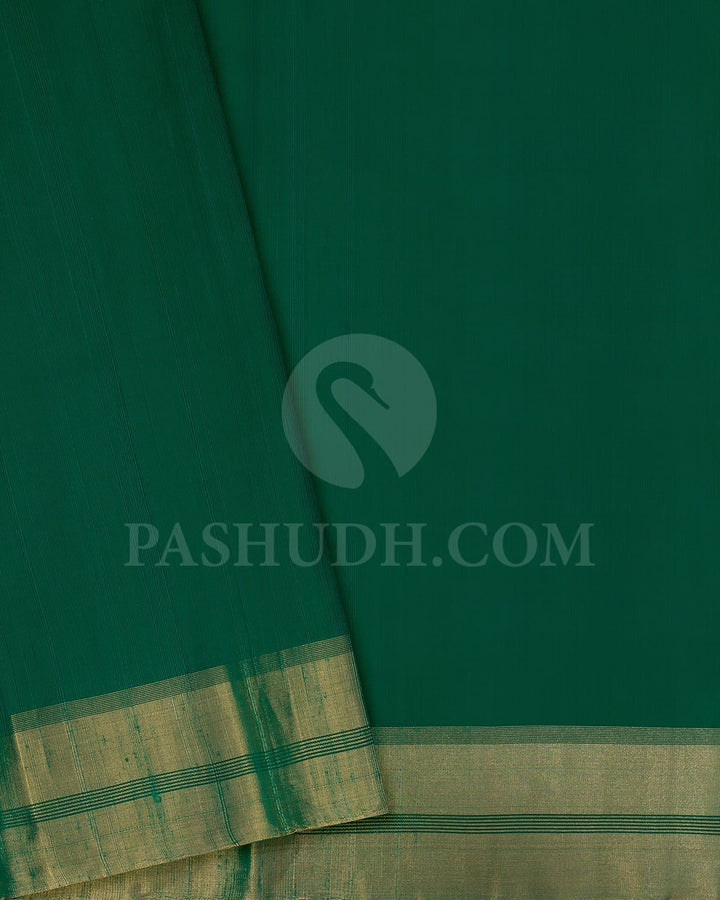Bottle Green Self Colored Soft Silk Saree-AC118