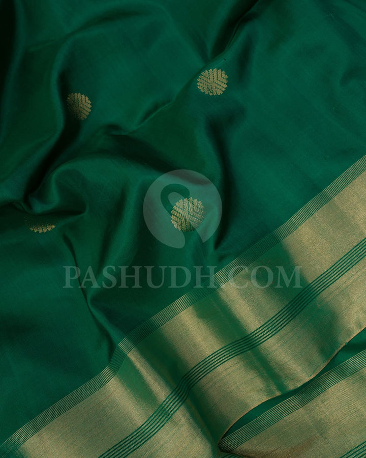Bottle Green Self Colored Soft Silk Saree-AC118