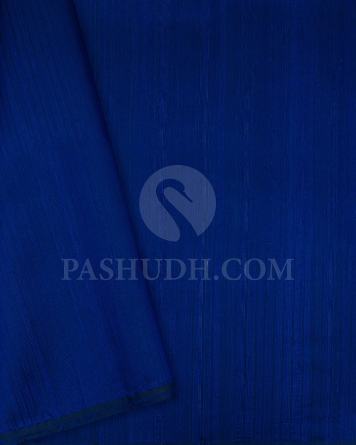 Olive Green/Royal Blue Plain Organza Soft Silk Saree-AC173