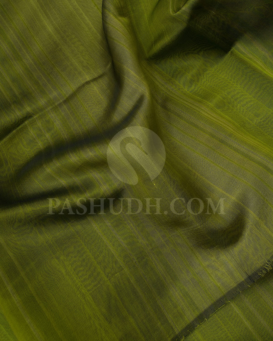 Olive Green/Royal Blue Plain Organza Soft Silk Saree-AC173