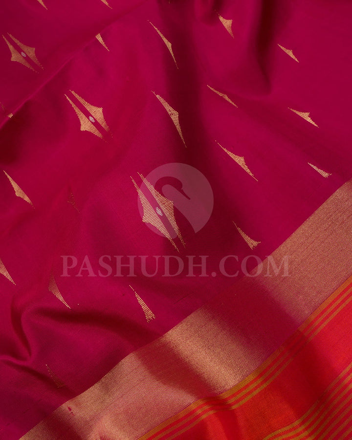 Raspberry Pink And Orange Soft Silk Saree-AC178