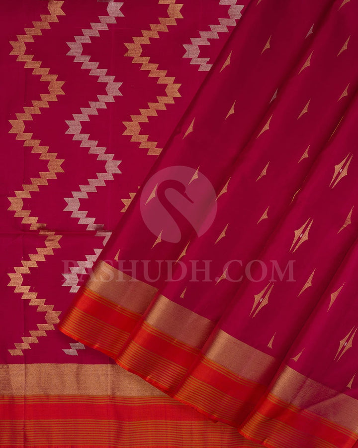 Raspberry Pink And Orange Soft Silk Saree-AC178