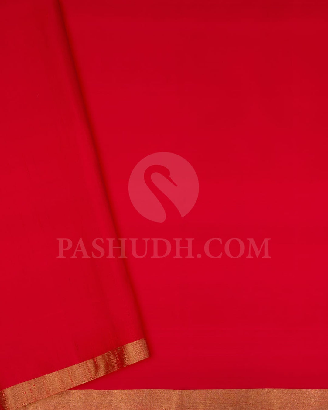 Bright Red Floral Patterned Soft Silk Saree-AC149