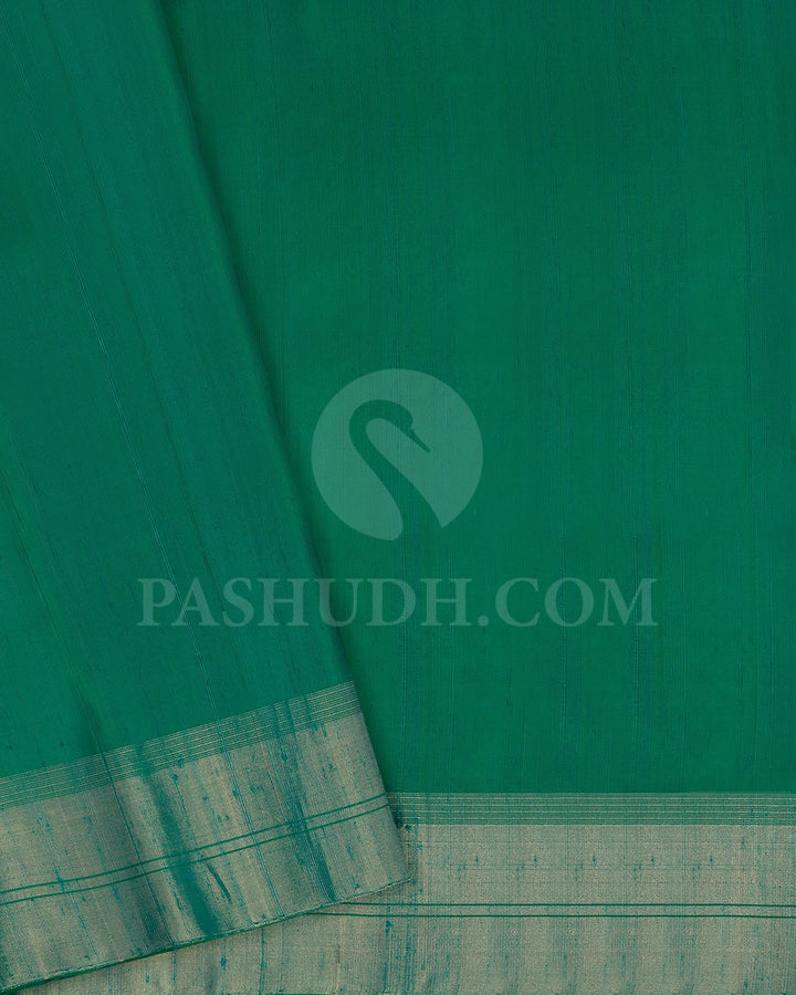 Emerald Green Banarasi Patterned Soft Silk Saree-AC140
