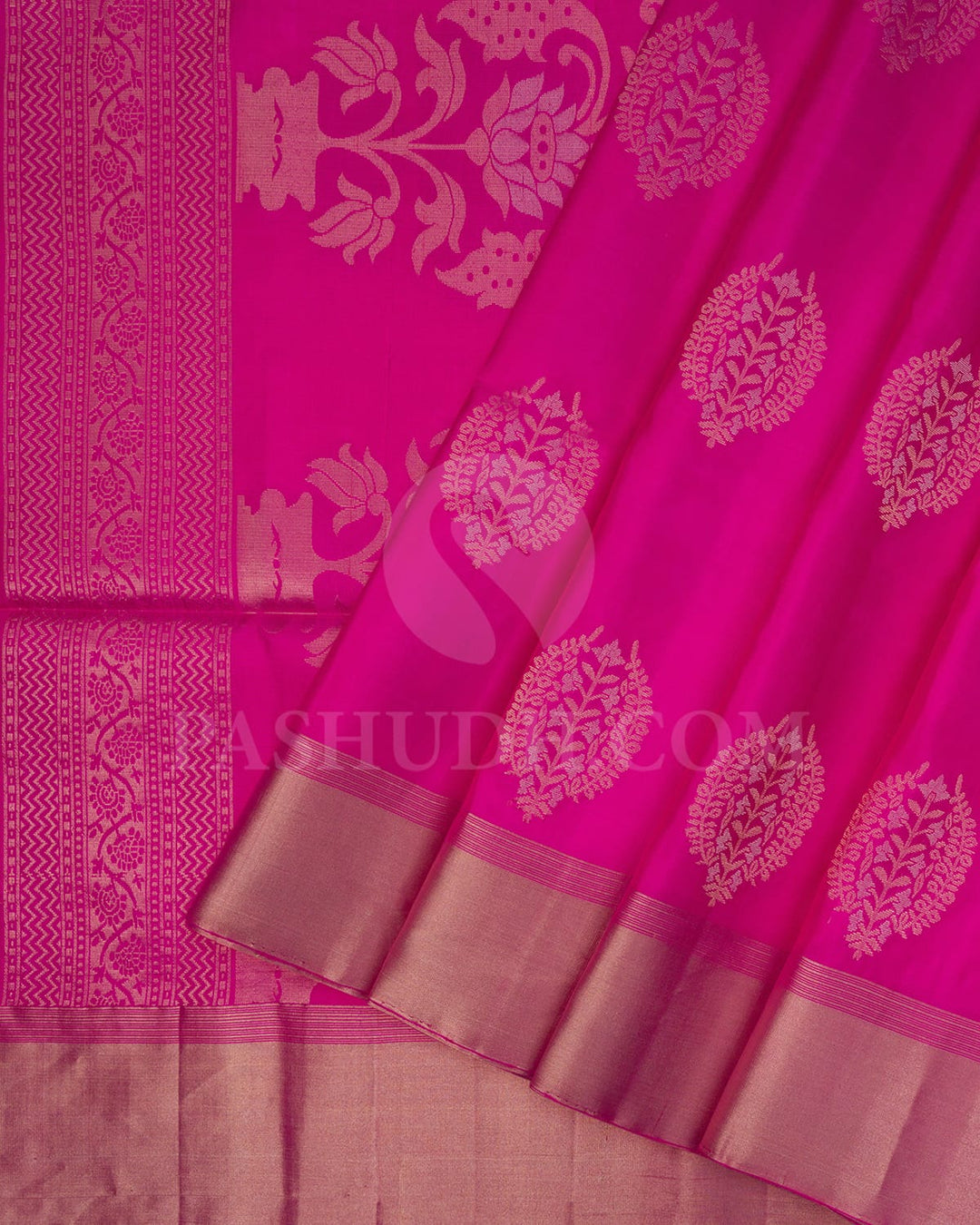 Rani Pink Banarasi Patterned Soft Silk Saree-AC139