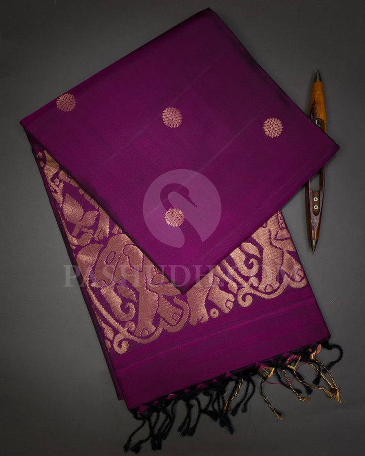 Purple Self Colored Soft Silk Saree-AC119