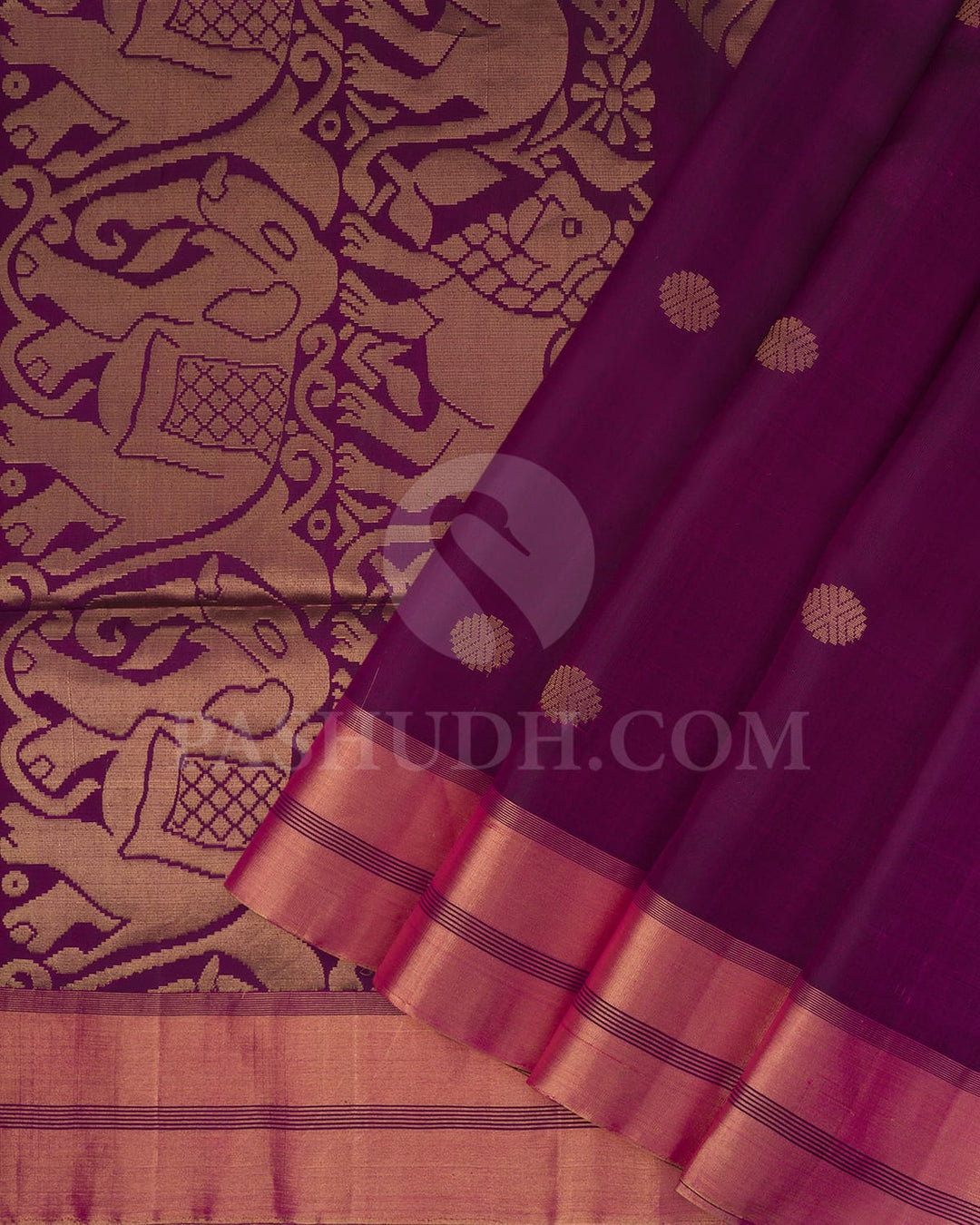 Purple Self Colored Soft Silk Saree-AC119