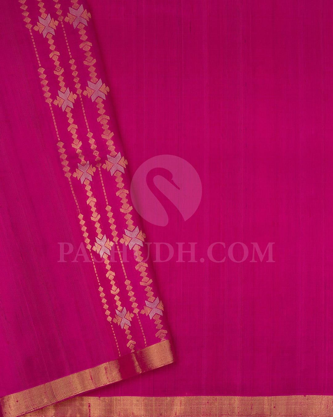 Rani Pink Vertical Patterned Organza Soft Silk Saree-AC136