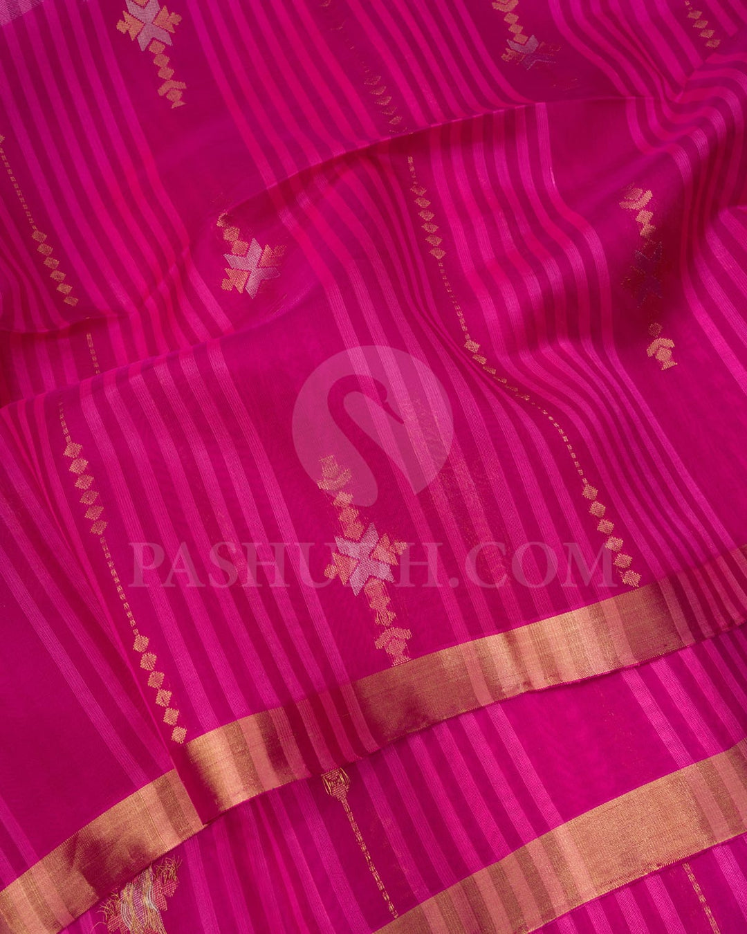 Rani Pink Vertical Patterned Organza Soft Silk Saree-AC136