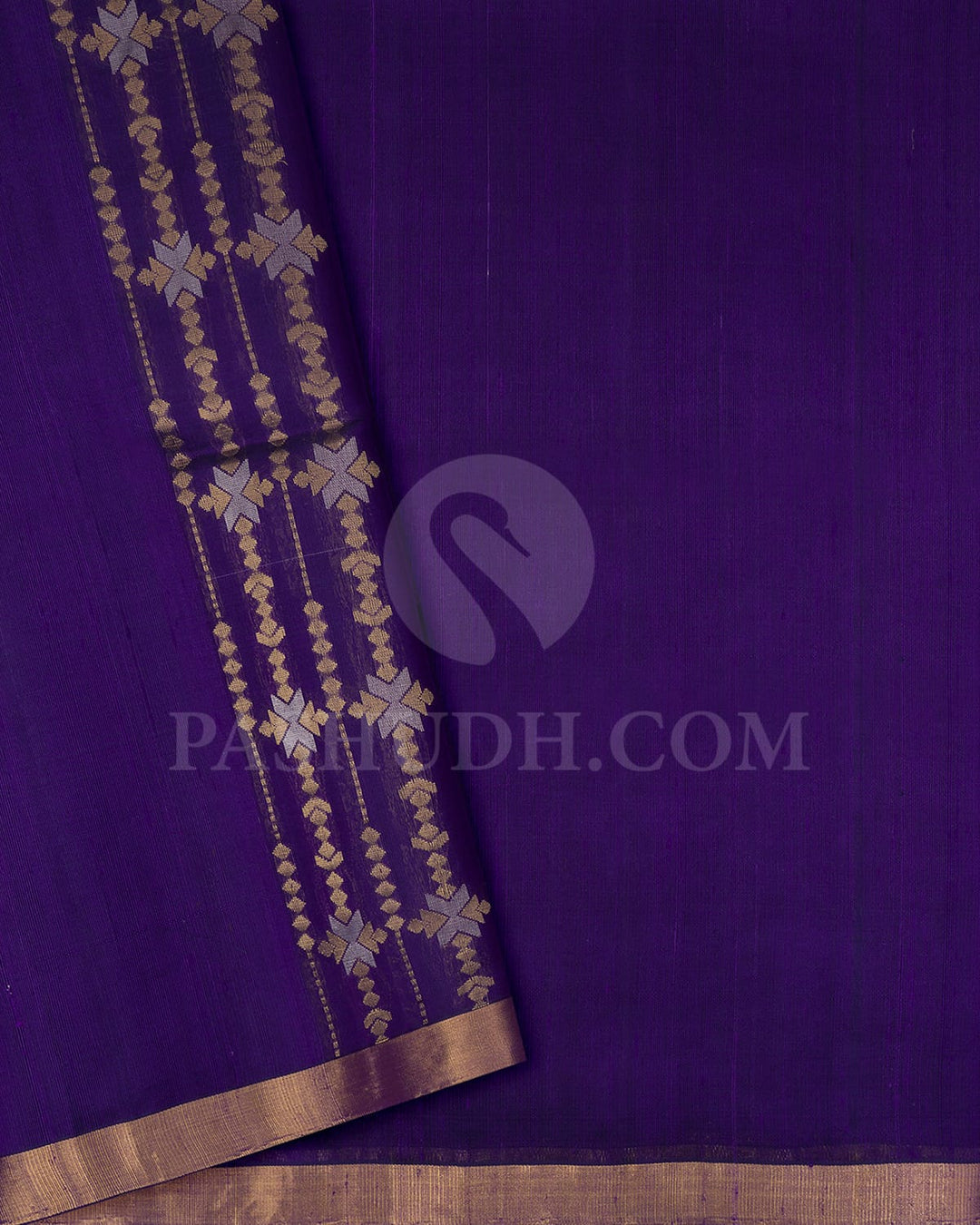 Violet And Grey Vertical Patterned Organza Soft Silk Saree-AC135