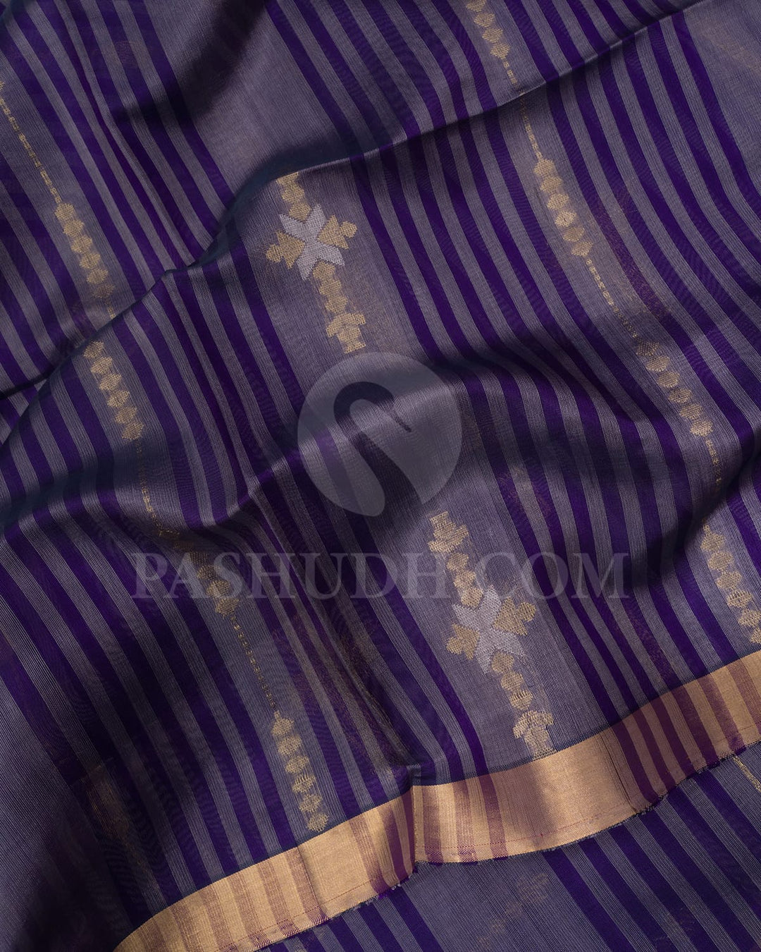 Violet And Grey Vertical Patterned Organza Soft Silk Saree-AC135
