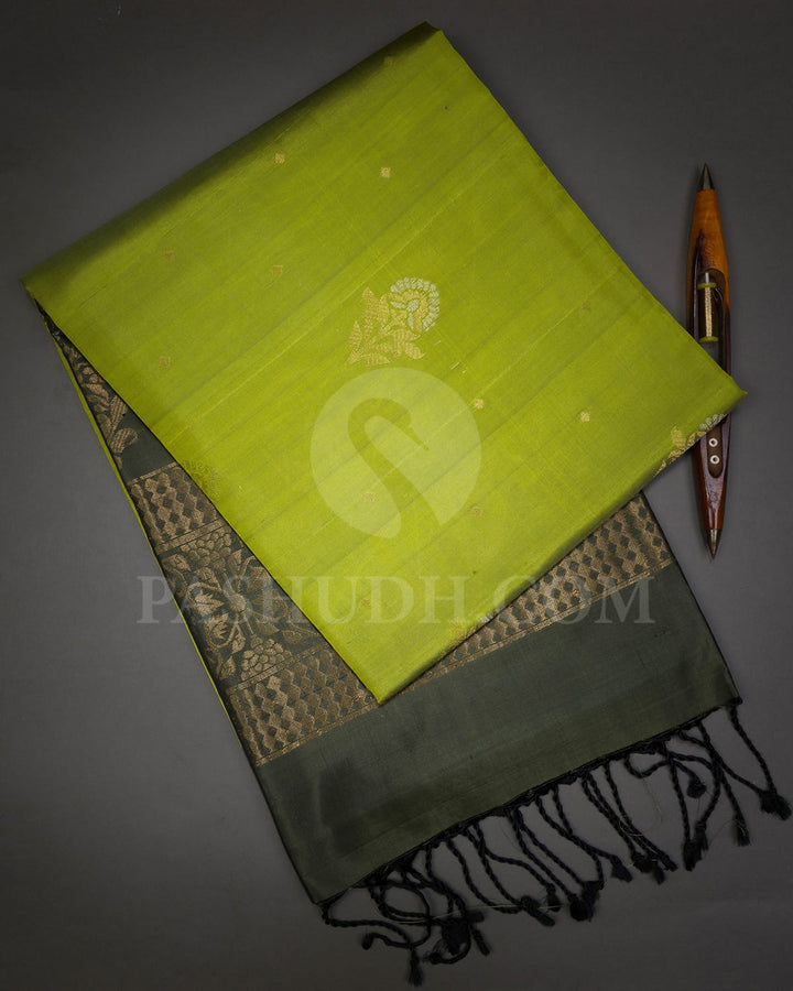 Pear Green And Moss Green Soft Silk Saree-AC163