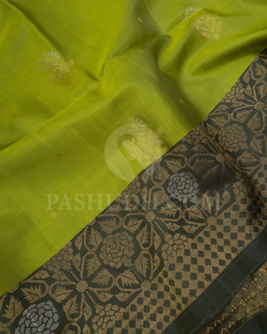 Pear Green And Moss Green Soft Silk Saree-AC163