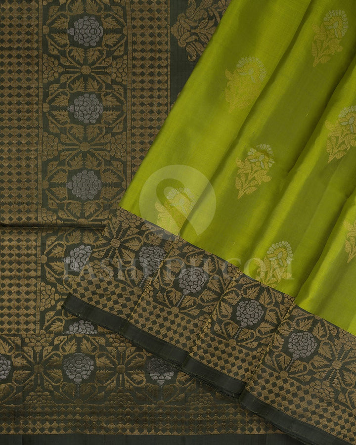 Pear Green And Moss Green Soft Silk Saree-AC163