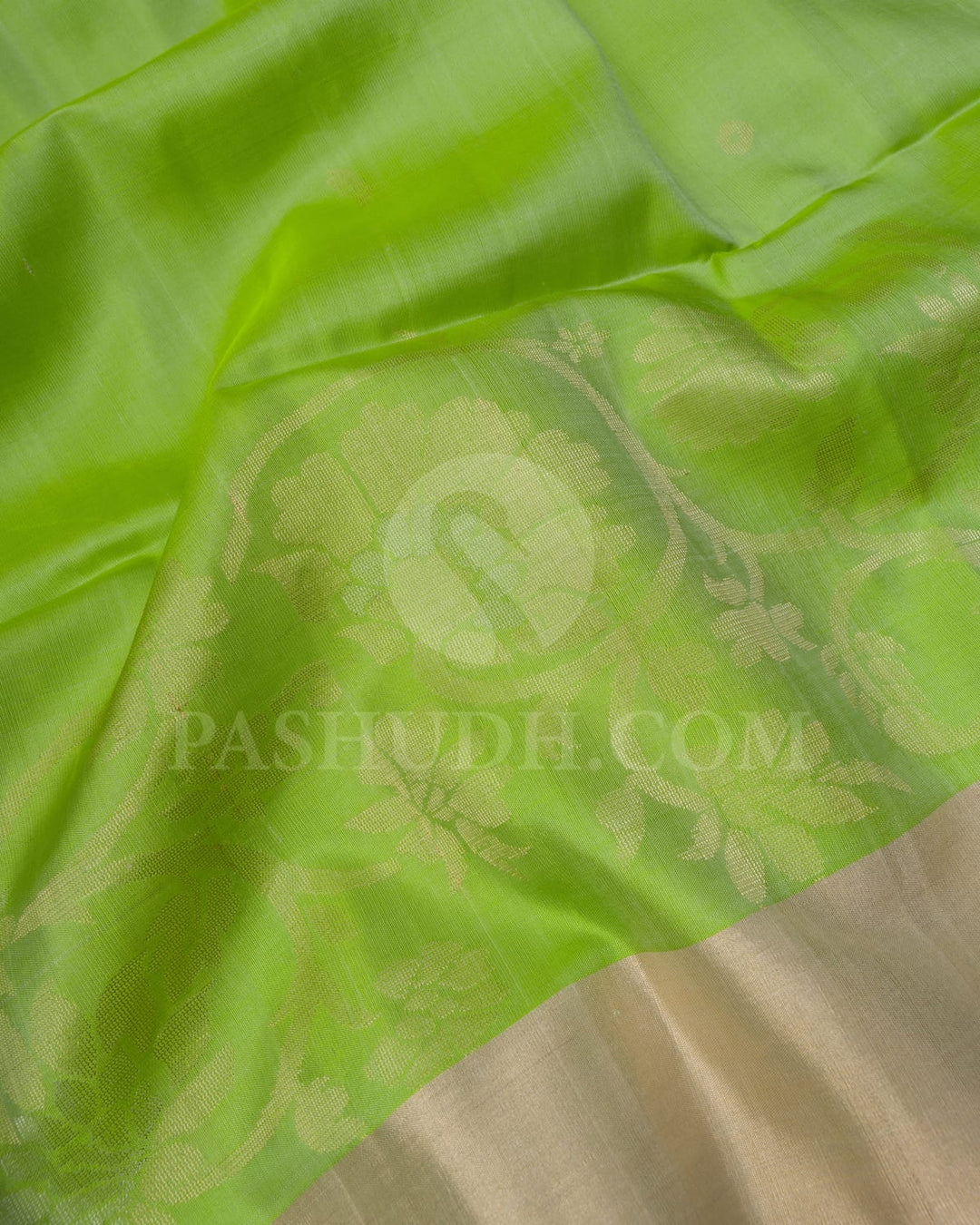 Parrot Green Self Colored Soft Silk Saree-AC159