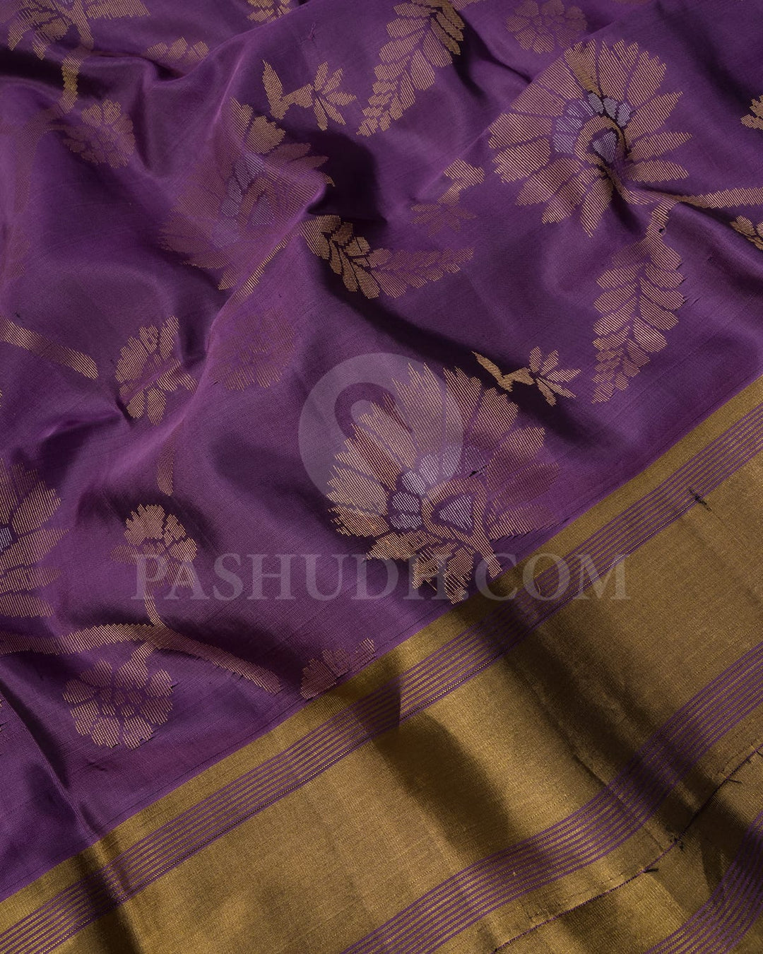 Deep Lavender Floral Jaal Patterned Soft Silk Saree-AC150