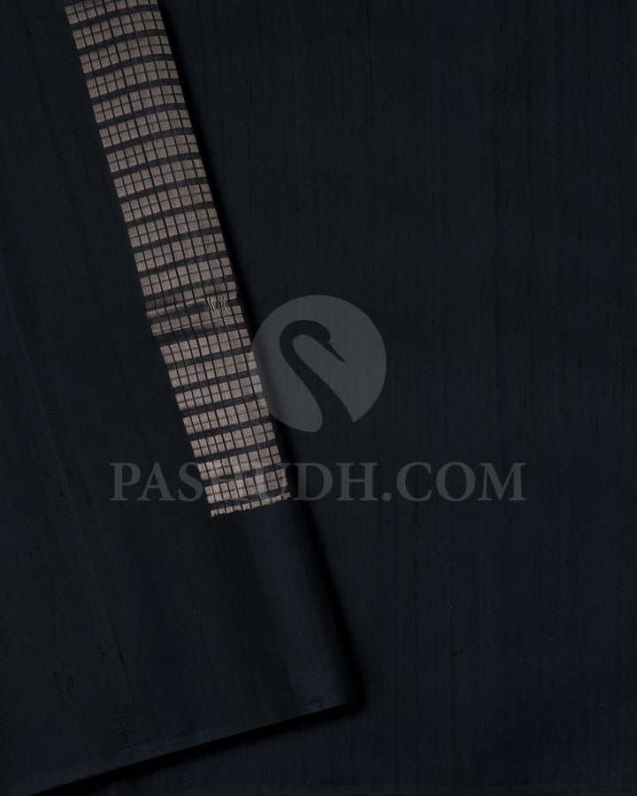 Grey And Black Horizontal Patterned Organza Soft Silk Saree-AC127