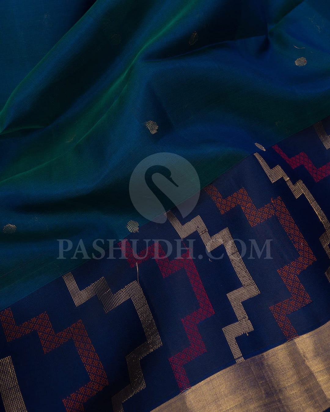 Peacock Blue And Navy Blue Soft Silk Saree-AC152