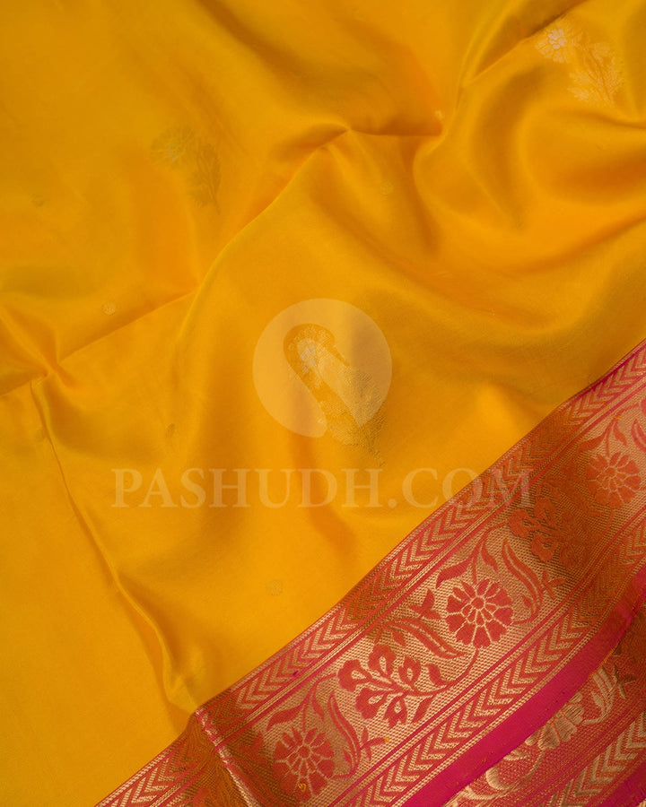 Bright Yellow And Dual Shaded Pink Soft Silk Saree-AC110