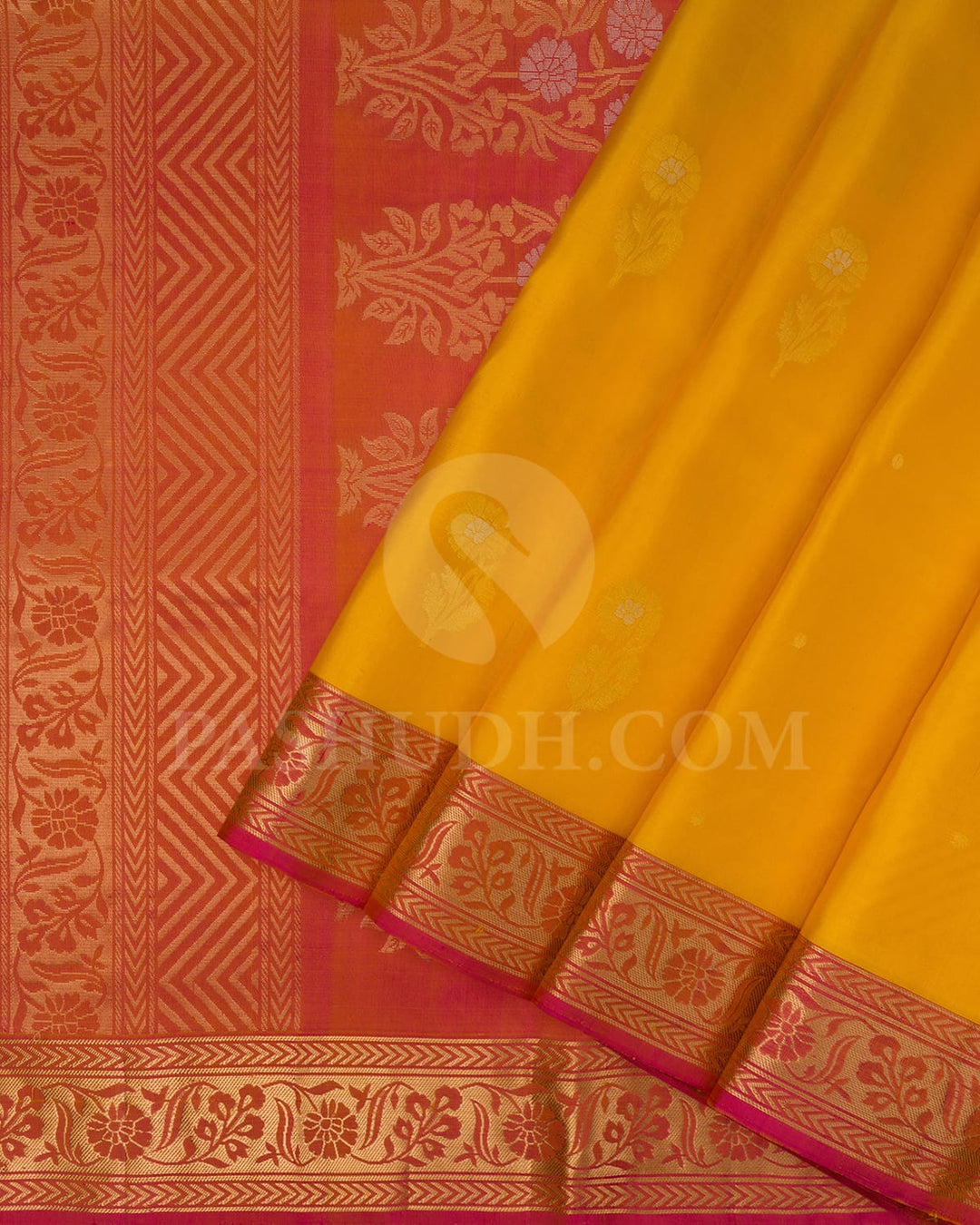 Bright Yellow And Dual Shaded Pink Soft Silk Saree-AC110