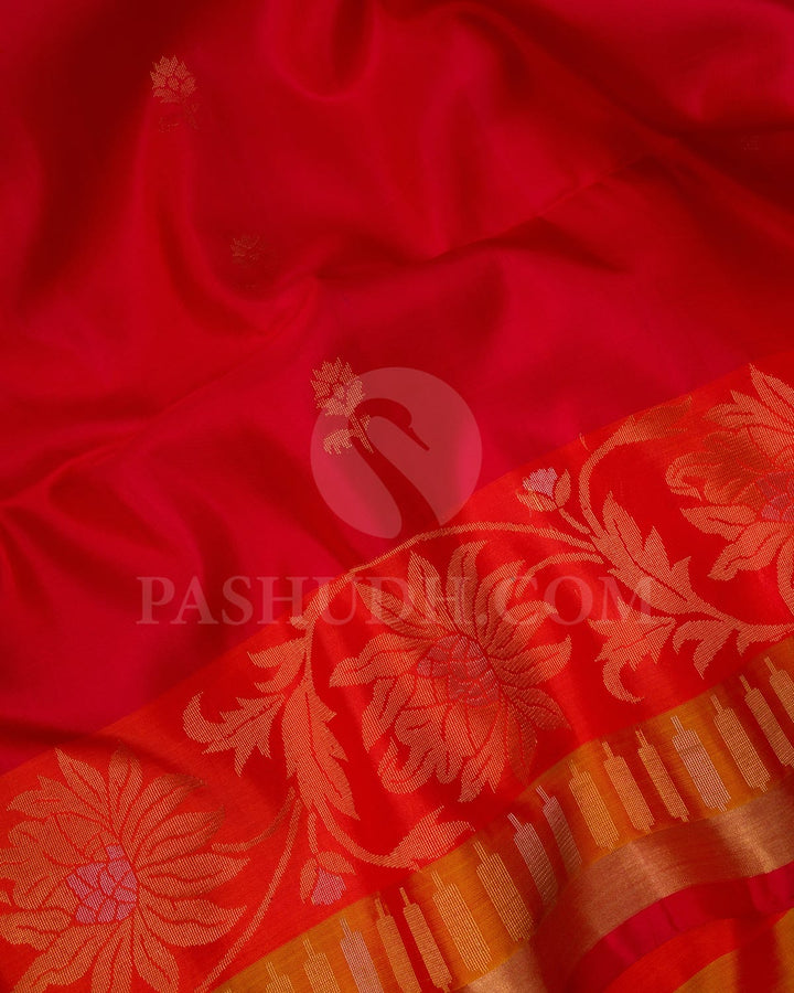 Red And Orange Soft Silk Saree-AC184