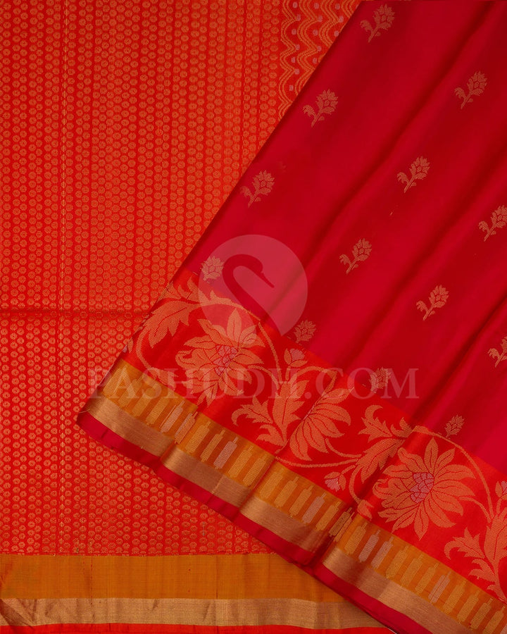 Red And Orange Soft Silk Saree-AC184