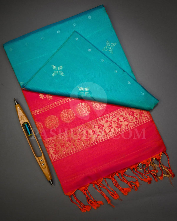 Anandha Blue And Dual Shaded Pink Soft Silk Saree-AC76