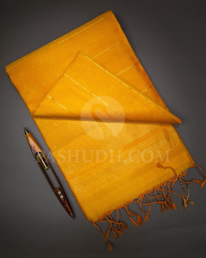 Bright Yellow Dupion Soft Silk Saree-AC144