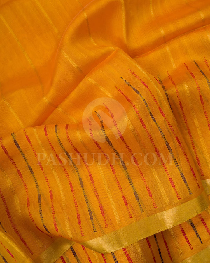 Bright Yellow Dupion Soft Silk Saree-AC144