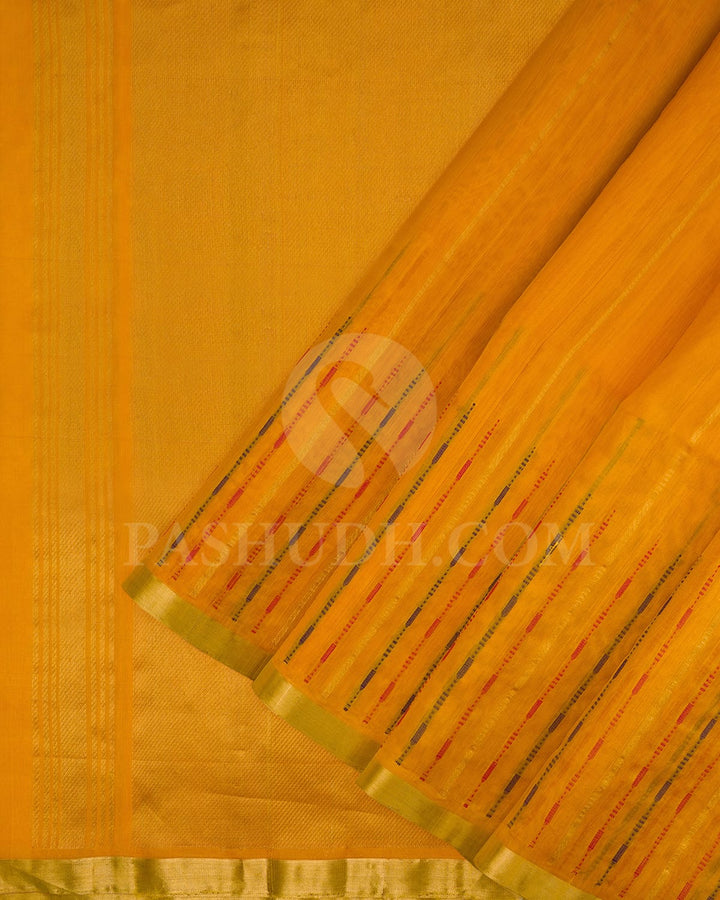 Bright Yellow Dupion Soft Silk Saree-AC144