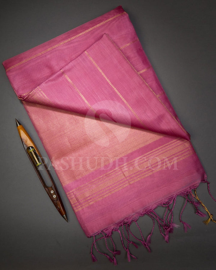 Onion Pink Dupion Soft Silk Saree-AC141