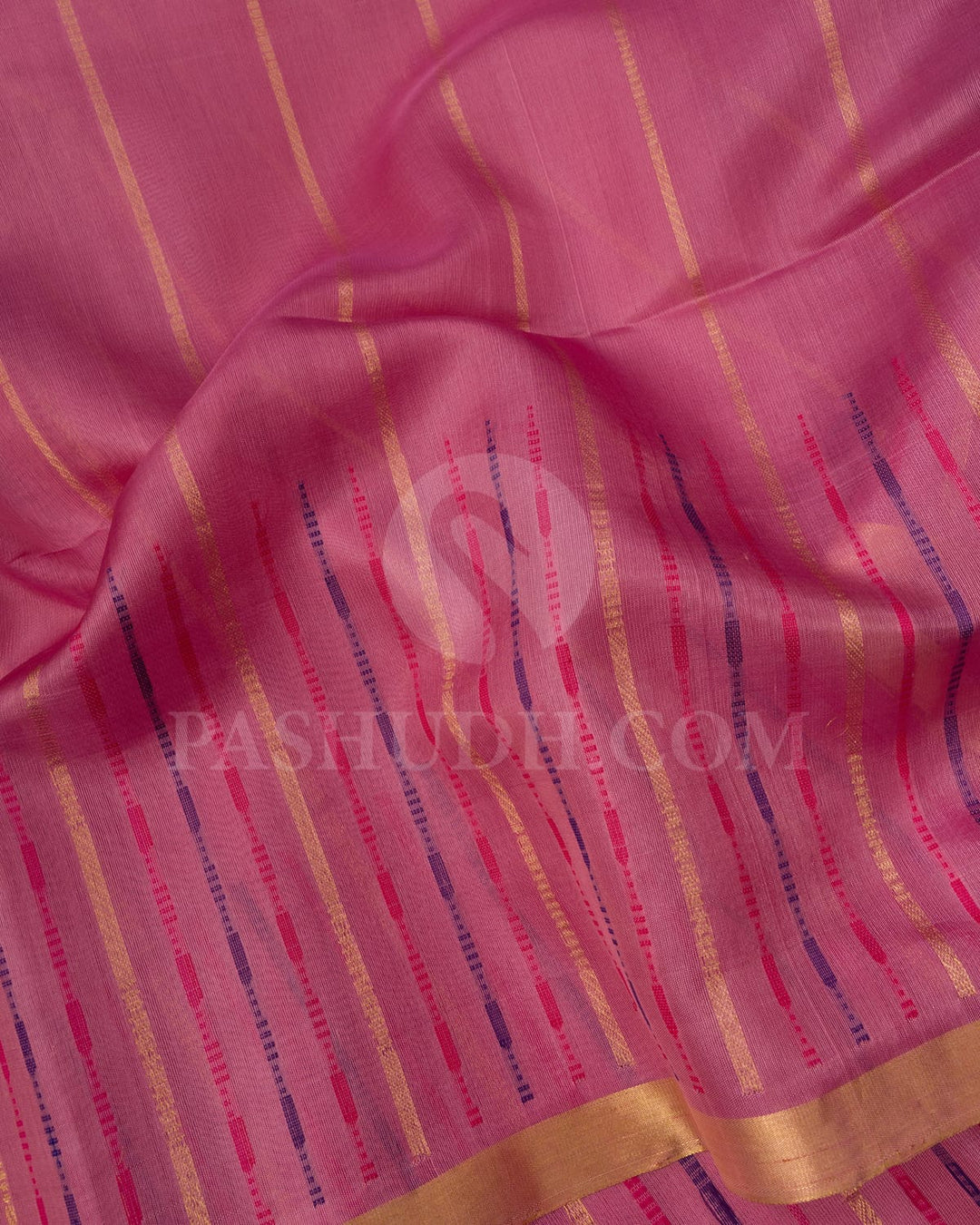 Onion Pink Dupion Soft Silk Saree-AC141